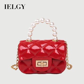 IELGY 百搭珍珠斜角女包便攜時尚韓版休閒單肩白色