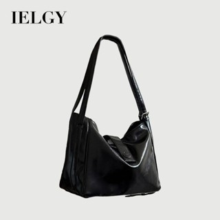 IELGY 時尚雙肩帶設計單肩斜揹包 黑白腋下包 大容量通勤托特包