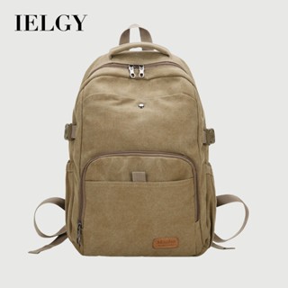 IELGY 復古帆布後揹包 女士水洗戶外揹包 學生簡約潮大容量書包