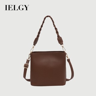 IELGY 女士棕色時尚百搭復古單肩斜挎腋下水桶包