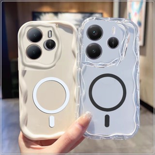 XIAOMI REDMI 小米紅米 NOTE 14 5G 4G 外殼軟殼支援磁性無線充電波浪皮純色手機殼