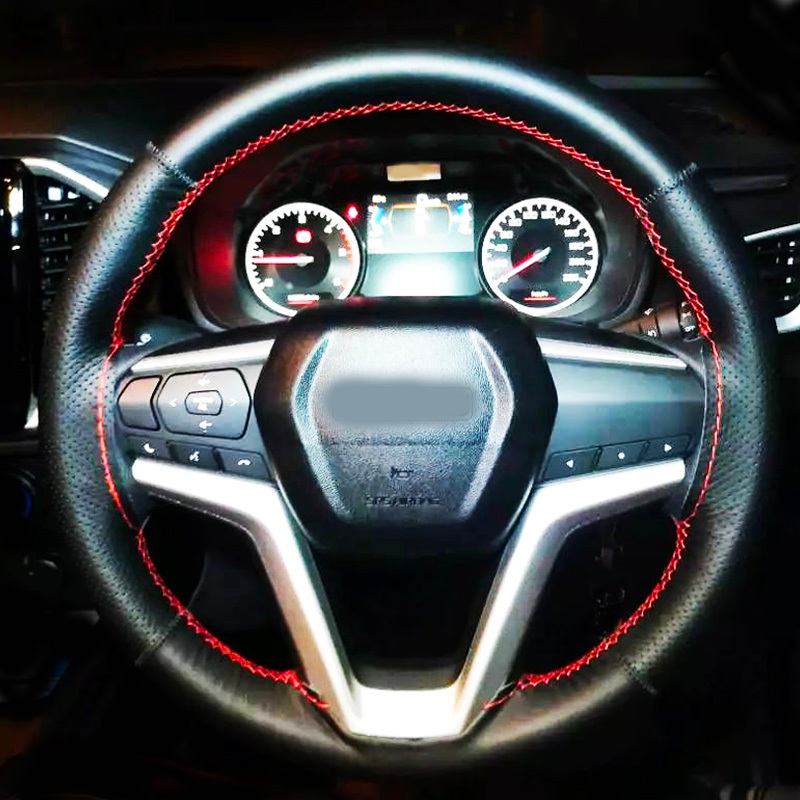 真皮汽車方向盤套手縫帶針線通用適用於所有 S M 尺寸方向盤