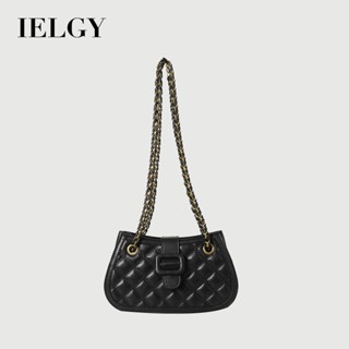 IELGY 菱格鏈條女士斜揹包 可單肩可手提