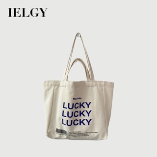IELGY 原創字母ins帆布包女單肩簡約大容量手提包