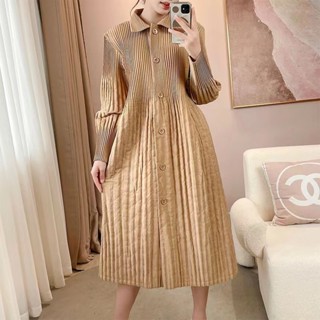 褶皺秋冬新款女風衣外套高階奢華顯瘦大衣大尺碼棉服