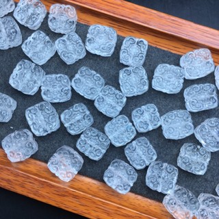 天然 白水晶 四方如意14mm通孔手鍊項鍊配件 可愛飾品diy招財配飾簡約百搭禮物