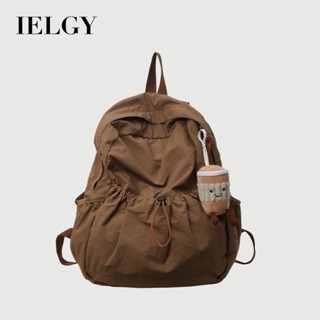 IELGY 時尚褶皺尼龍後揹包 女士小眾潮流大容量翻蓋學生揹包