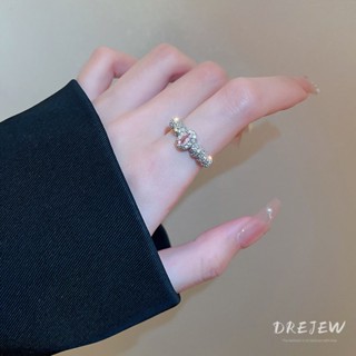 Drejew韓國鋯石橢圓開口戒指ins風食指戒指戒指時尚手飾