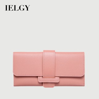 IELGY 女士錢包女長翻蓋韓式小清新零錢口袋多功能搭扣錢包