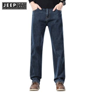 jeep spirit 1941 estd男士夏季薄款直筒寬鬆彈力潮流百搭牛仔褲