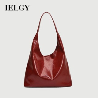 IELGY 簡約時尚紅色手提包 百搭素色單肩高階感大容量托特包