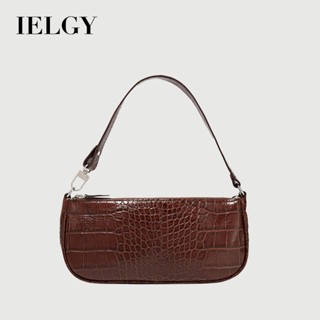 IELGY 手提包法式小設計包復古法棍包鱷魚紋手提包女士