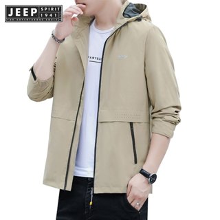 Jeep SPIRIT 1941 ESTD男士春秋寬鬆刺繡休閒防水防風戶外外套