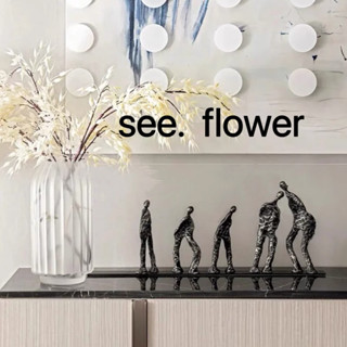 【SEE✿ FLOWER】現代輕奢七人成形黑色鑄鐵金屬抽象人物擺件雕塑家居軟裝酒店電視櫃 現代簡約創意人物組合雕塑藝術裝