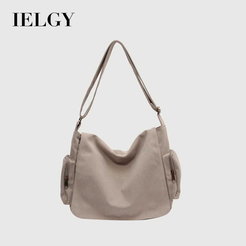 IELGY  秋冬帆布郵差包 復古機車斜挎大容量上課單肩布包