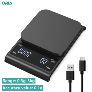 Oria 3kg/0.1g 數字咖啡秤精密濃縮咖啡秤帶定時器食品咖啡