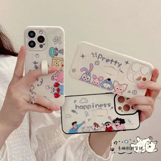 迪士尼 排排站蠟筆小新 海綿寶寶 ⭕適用於iPhone16 15 14 13 12 Pro Max蘋果手機殼 支架手機殼