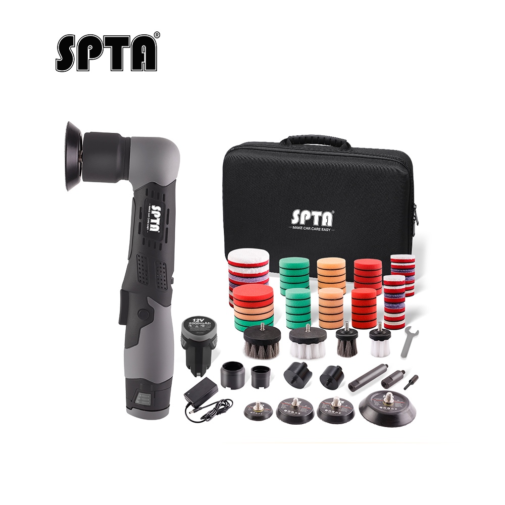 Spta 12V 無繩迷你汽車拋光機 RO / DA Micro 划痕殺手無繩細節拋光機, 帶調節速度和 2 個電池