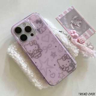 卡通粉色 Hello Kitty 保護殼適用於 iPhone 16 15 14 13 Pro Max 防震保護手機殼外殼