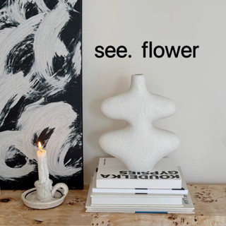 【SEE✿ FLOWER】創意侘寂風白色抽象藝術擺件陶瓷花器工藝品客廳玄關樣板間民宿 意式現代極簡風客廳玄關家居裝飾品擺