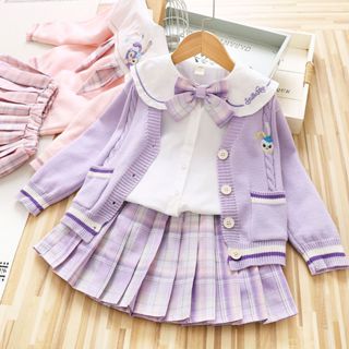 【現貨速發】日系jk玲娜貝兒套裝裙子小學生秋冬毛衣制服女童水手服兒童學院風童裝