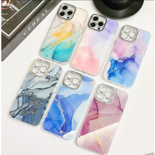 適用於 Apple Iphone 16 PLUS 15 PRO MAX 14 13 大理石外殼 Bling 電鍍鏡頭保護