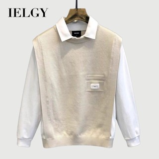 IELGY 新款打底男士拼接polo汗水休閒時尚百搭潮上衣