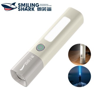 微笑鯊正品 sd1039 led迷你強光手電筒 m60高亮燈芯 帶側燈 4檔調焦 type-c充電 便攜防水戶外露營家用