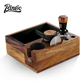 BINCOO 胡桃木咖啡壓粉底座 意式布粉器套裝 壓粉器配套器具 58MM