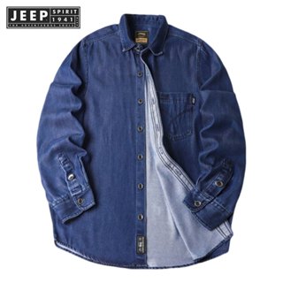 Jeep SPIRIT 1941 ESTD 男士春季寬鬆休閒復古百搭牛仔襯衫