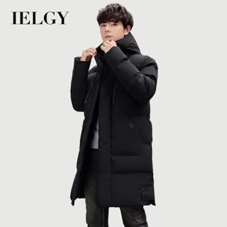 IELGY 冬季連帽棉衣大尺碼韓版潮流中長款加厚保暖外套男款休閒百搭素色