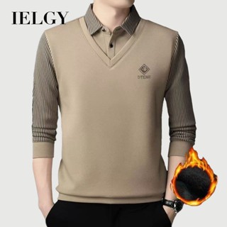 IELGY 冬季男士抓絨襯裡加厚翻領長袖休閒寬鬆襯衫