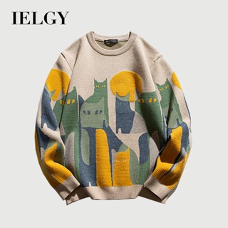 IELGY 男士百搭印花厚針織情侶上衣