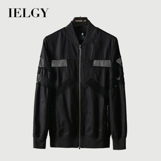 IELGY 春秋男士戶外休閒棒球領外套鏤空男士外套