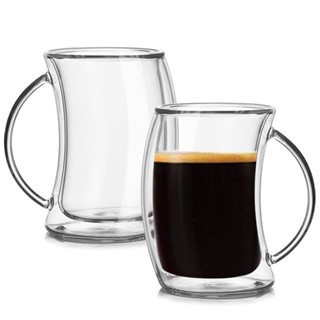 耐熱雙層杯 咖啡玻璃杯 高硼矽玻璃 比薩斜杯200ml