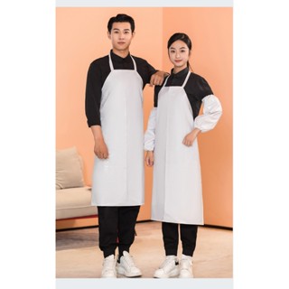 客製化pvc圍裙訂製logo印字專用防水防油耐磨耐用餐飲早餐店工作服男女廚房過膝家用PU廚房水產罩衣圍裙訂製