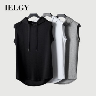 【M-3XL】港風街頭連帽背心男士潮流無袖薄款IELGY