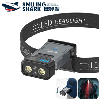 微笑鯊正品 LED 頭燈 白紅光 釣魚燈 Type-c充電 帶揮手感應 工作燈 防水戶外 露營 工作照明 TD0213