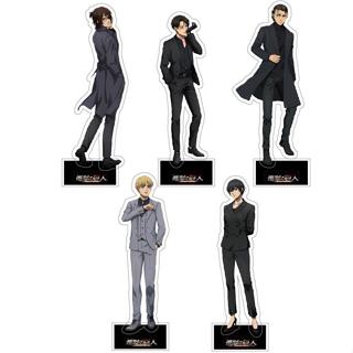 進擊的巨人亞克力支架 Eren Levi Mikasa,Hange Armin 黑色服裝動漫收藏公仔玩具禮物