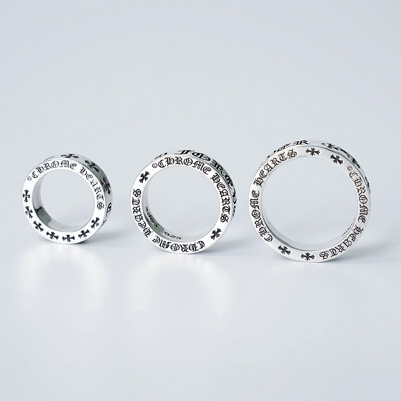 克羅心Chrome hearts 6MM Forever 永恆之心戒指 925純銀十字架朋克情侶Forever戒指 GD