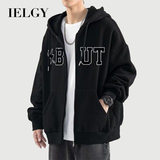 IELGY 開衫衛衣男新款春秋寬鬆連帽外套大衣