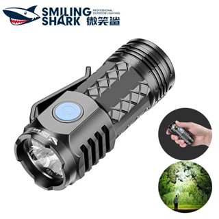 微笑鯊正品 SD5314 LED迷你強光手電筒 鑰匙扣小手電 帶筆夾 3檔 Type-C 小巧便攜 防水戶外露營家用照明