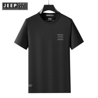 Jeep SPIRIT 1941 ESTD男士夏季新款圓領運動休閒刺繡寬鬆短袖T恤