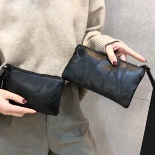 安巖國際 工廠直銷真皮女包 時尚拼接軟皮手機零錢包女士韓版百搭羊皮手拿包