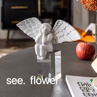 【SEE✿ FLOWER】創意卡通胖天使小擺件桌面輕奢裝飾品客廳書房電視櫃喬遷新居禮品 卡通天使雕塑擺件樣板間家居軟裝玄