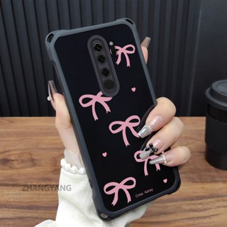 Redmi Note 8 Pro手機殼矽膠四角防摔TPU粉色蝴蝶結手機殼唯美新設計可自由搭配掛繩