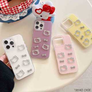 卡通 Hello Kitty 閃光鑽石蝴蝶結手機殼適用於 iPhone 16 15 14 13 Pro Max 防震保護