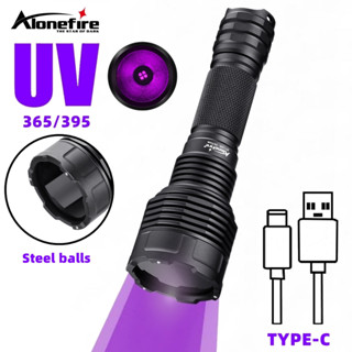 Alonefire SV109 15W UV 365Nm/395Nm 大功率黑光燈 Usb 手電筒隱形墨水標記貓狗尿癬礦