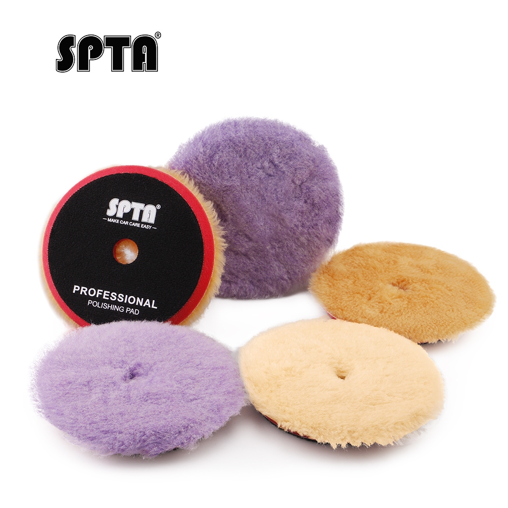 SPTA3吋5吋6吋羊毛拋光盤切消力強祛除深度刮痕燒漆研磨純羊毛制羊毛盤適用各式拋光機