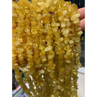 天然黃水晶碎石長條半成品散珠消磁石diy飾品項鍊串珠手鍊隔珠配件
